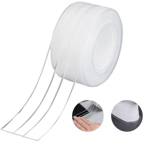 Abdichtungsstreifen, doppellagiges Silikon-Dichtungsband für Badewanne und Bad, weiß, selbstklebend, wasserdicht, schimmel- und kakerlakenabweisend, für Küchenspülen, 38 mm x 3,2 cm