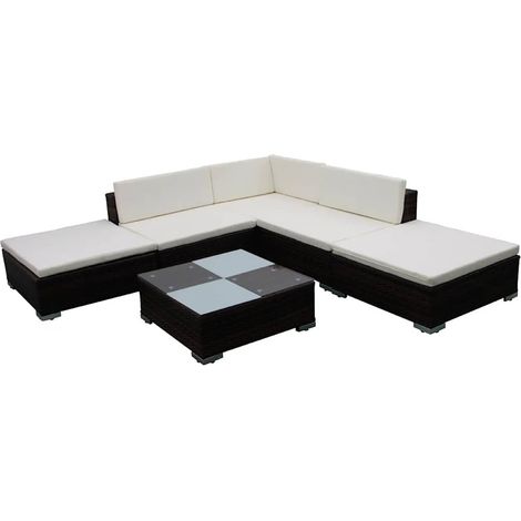 Maison Exclusive - 6-tlg. Garten-Lounge-Set mit Auflagen Poly Rat (1/5)