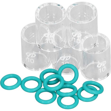 5-teiliges Glasbecher-Set mit 10 O-Ringen für Schweißglasbecher der Schweißzusatzwerkstoffe WP 9, 20, 25, 17, 18 und 26 (1/5)