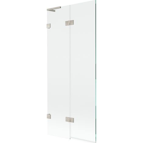 Mexen Lunar L Duschwand 2-flügelig links 80 x 150 cm, transparent, gebürsteter Nickel - 897L-080-100-97-00-L (1/5)