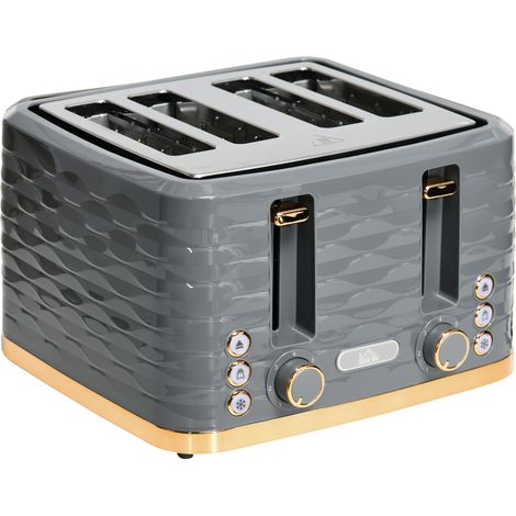Four-Slice Rippled Toaster - Grey