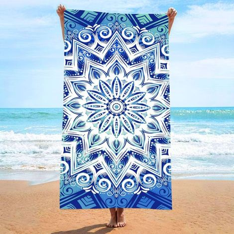 Serviette de plage, serviette de plage en fibres ultra-fines et absorbantes, serviette imprimée, tapis de plage (1/4)