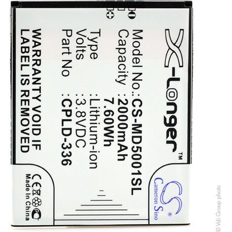 NX - Batterie téléphone, smartphone, GSM pour Medion 3.8V 2000mAh - CPLD-336