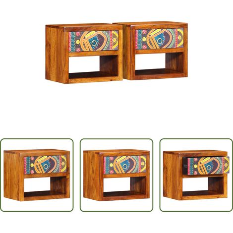 vidaXL Schubladen Nachttisch - Nachttisch 2 pcs Braun 40 x 35 x 35 cm Massivholz Akazie (1/5)