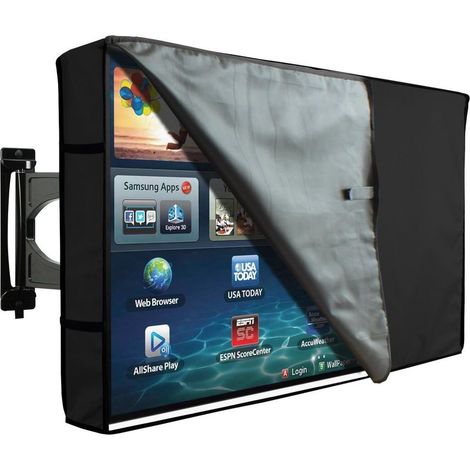 Housse De Protection Pour Tv D'extérieur, Écrans Et Télévisions De Terrasse Et Jardin - Imperméable Et Résistant - Noir Et Transparent - 22" A 24" (1/5)