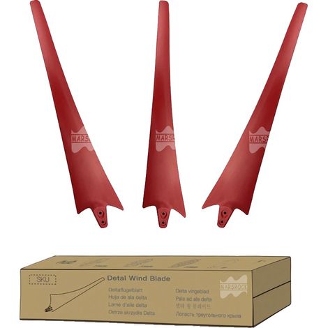 Aspa de turbina eólica, diseño aerodinámico, fibra de carbono duradera, roja, 3 aspas (1/2)