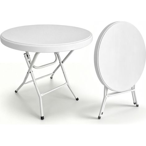 Table pliante ronde de 80 cm, table de cocktail, table de bistro, facile à installer pour les fêtes en extérieur, les mariages, les cafés, les jardins intérieurs/extérieurs, capacité de charge 136 kg  (1/5)