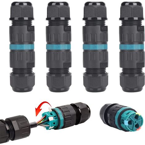 Raccord Étanche IP68 - Connecteur Électrique Étanche 3 Fils - Boîte de Dérivation Extérieure pour Câble Ø 5 à 12 mm - 4 Pièces