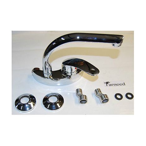 RUBINETTO MISCELATORE LAVELLO LAVABO CUCINA da MURO o PARETE OTTONE CROMATO mod2