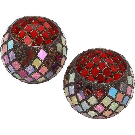 Bougeoir en verre mosaïque marron, coupelle à bougie parfumée artisanale, support de lampe LED, décoration intérieure (1/5)