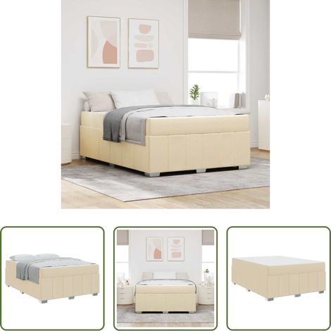 vidaXL Estructura de cama con colchón Crema 140 x 200 cm tela (1/5)