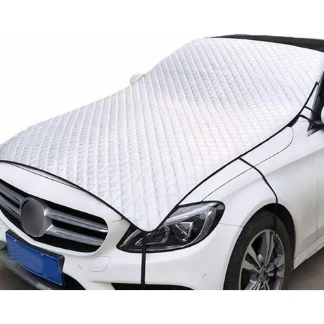 Housse de capot de voiture, revêtement imperméable multicouche épais pour pare-brise et capot, protection pliable toutes saisons avec sangle de fixation, maison de neige universelle pour demi-voiture (1/5)