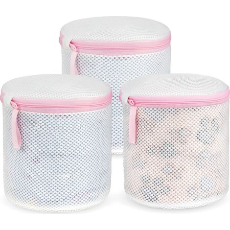 Lot de 3 sacs à linge cylindriques zippés pour lavage en machine, filets à linge réutilisables pour chemisiers, pantalons, sous-vêtements, soutiens-gorge et lingerie. (1/5)