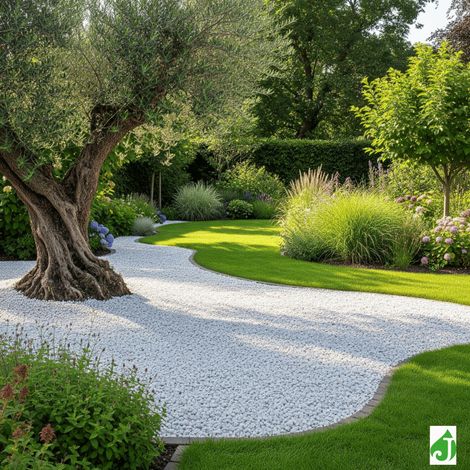 Jardinex – Gravier décoratif concassé marbre blanc 12/18 mm – Big Bag 1T (16 m²) – Pour massifs et allées – Aspect brut et contemporain