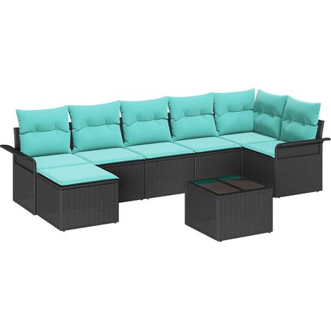 Maison Exclusive - Gartensofa-set mit Speicher 8 pcs Schwarz Poly