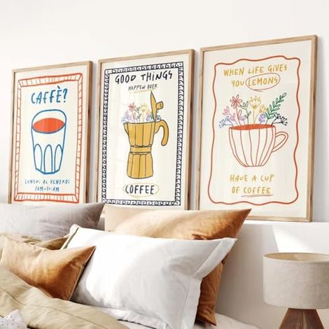 Lot de 3 posters abstraits pour cuisine, café, pâtes, tableaux muraux modernes Posters (1/5)