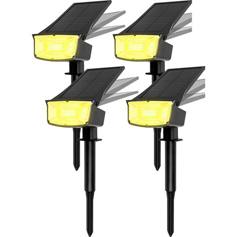 Juego de 4 focos solares LED ajustables 2 en 1, luces con estaca para el suelo y apliques de pared exteriores impermeables, ideales para bodas, fiestas, jardines, pasillos y patios. (1/5)