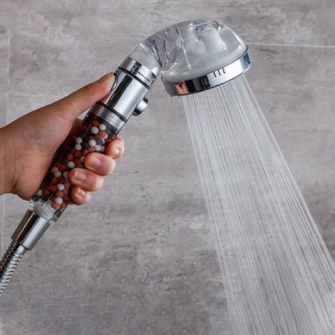 Wassersparender Duschkopf, Anti-Kalk-Duschkopf mit 3-lagiger Ionenfiltration, Hochdruck-Duschkopf und 3-Wege-Ventil. (1/5)