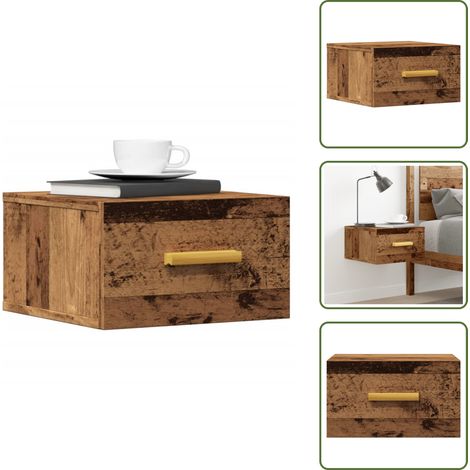 Table de chevet murale vieux bois 35x35x20 cm - Table De Chevet Murale - Tables De Chevet Murales - Armoire De Chevet Flottante - Unité De Chevet Flottante (1/5)