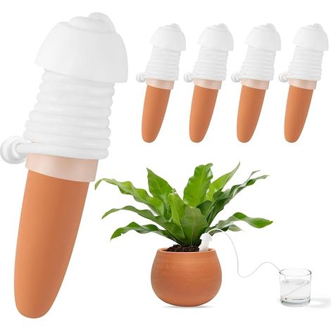 Lot de 10 cônes d'irrigation en céramique – Arrosage goutte à goutte autonome – pour plantes d'intérieur et extérieur-Blanc (1/5)