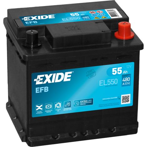 BATTERIE EXIDE EFB L1 12V 55AH 480A 207X175X190 +D EL550 (1/4)