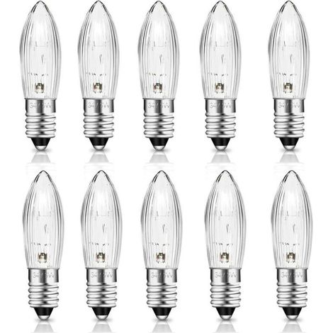 Ampoule E10 34V 3W Bougie, 30LM Blanc Chaud 2700K, Ampoule Bougie E10 pour Arche Lumineuse, Arbre de Noël, Guirlande, Lot de 10 (1/5)