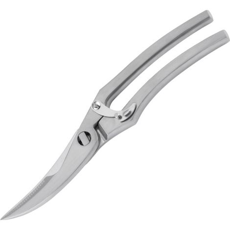 1 par de tijeras de cocina, hoja dentada de acero inoxidable, mango ergonómico, tornillo ajustable, para cortar huesos de aves. (1/5)