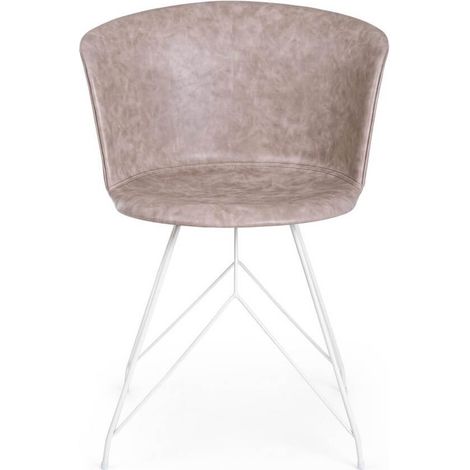 2x Sedia Loft Bianco Pu Beige Vintage (1/5)