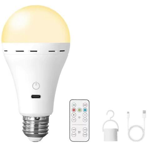 Ampoules LED rechargeables avec télécommande, ampoule à piles E26, ampoule intelligente à 3 couleurs changeantes avec crochet [BT]-AquaForge (1/3)
