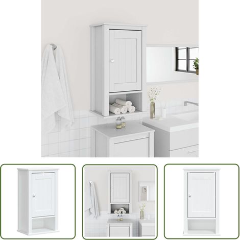 The Living Store Bad-Wandschrank BERG Weiß 40x27x71,5 cm Massivholz Kiefer - Badezimmermöbel - Badschrank - Hängender Schrank - Kiefernholzmöbel - Weißes Badezimmer (1/5)