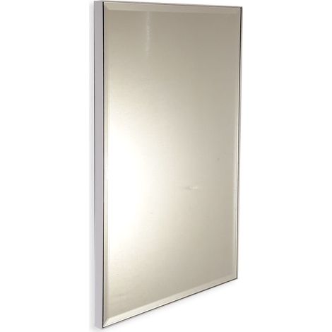 Specchio su misura con cornice bianca e perimetro bisellato fino a 110 cm fino a 90 cm
