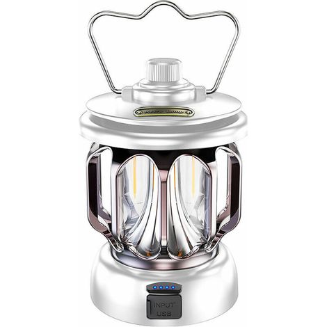 Lampe de camping rétro pour l'extérieur Lampe de camping rechargeable par USB Lampe d'ambiance chaude 3 températures de couleur/gradation infinie [rechargeable par téléphone portable] ( (1/5)