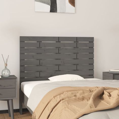 Wall Headboard Grey 96x3x63 cm Solid Wood Pine vidaXL (1/5)