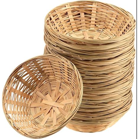 paniers à pain en bambou, panier à pain rond en osier en bambou naturel pour le stockage du pain, des fruits et des collations (1/5)
