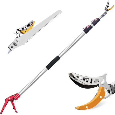Sécateur Télescopique, Girafe télescopique extensible manuel avec manche Étang sécateur télescopique, grand Rose Ciseaux Co Long Manche Ciseaux télescopiques Echenilloir (1,3 à 2,3 m) (1/5)