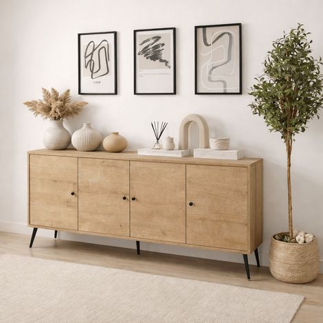Calvin Sideboard Eichenoptik mit Soft-Close 180 cm Melamin – Vier (1/5)
