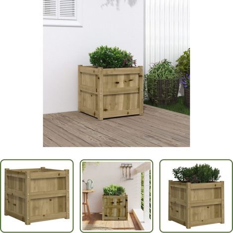 Jardin de terrasse -  Jardinière 50x50x50 cm bois de pin imprégné (1/5)