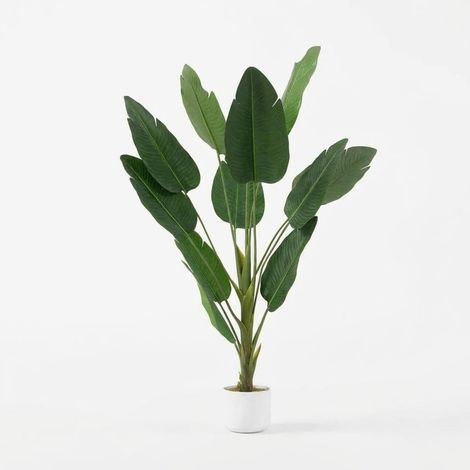 Plante Artificielle En Pot, Plantes Artificielles Intérieur Et Extérieur Abrité, Fausse Plante Intérieur Tropicale à Feuillage Dense, Pot Lesté Antichute En Ciment, PEVA Non Toxique Résistant UV (1/5)