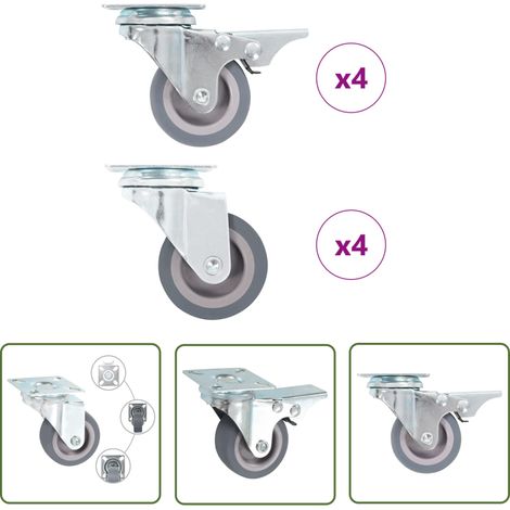 The Living Store 8 pcs Roulettes pivotantes 50 mm - Roulettes Pivotantes - Roulettes De Meuble - Roulettes Industrielles - Chariots Mobiles - Accessoires De Rangement (1/5)