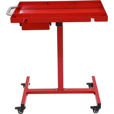 Tavolo da lavoro mobile, portata massima 100 kg, piano in acciaio inox, colore rosso. (1/2)