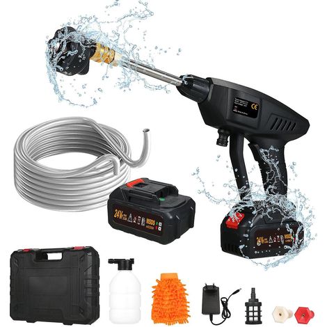 Mulcort 6-in-1 Akku-Hochdruckreiniger mit Sprühfunktion, 60 bar, 300 W Leistung und Akku