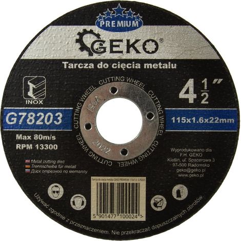 Disco de corte de metal Geko premium 115x1.6 Inox (10/100/400) (1/3)