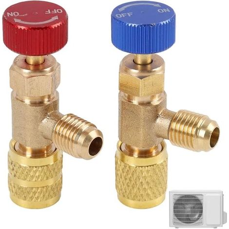 R32 R22 Brass Refrigerant Safety Valves, Flow Valves Air Conditioning, Standard Adapters 5/16 Inch Male 1/4 Inch Female, Easy Install Durable (1/5)