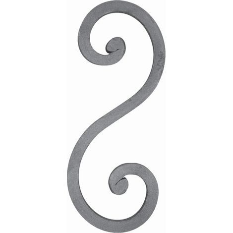Volute en S à noyau - Hauteur 320mm Largeur 120mm en carré de 16mm - Fer forgé - À souder - DECO FER FORGE