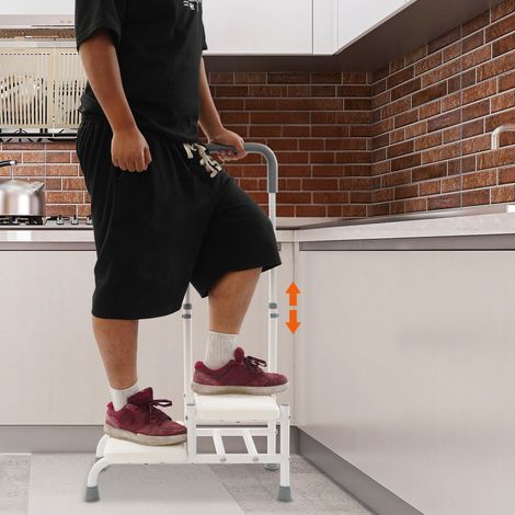 【Chauffage et ventilation】Chaise de Deux étages avec poignée, Chaise de Marche Robuste pour Personnes âgées et Adultes, Rampe réglable avec Plateforme antidérapante, marches de lit pour Lits Hauts (1/5)