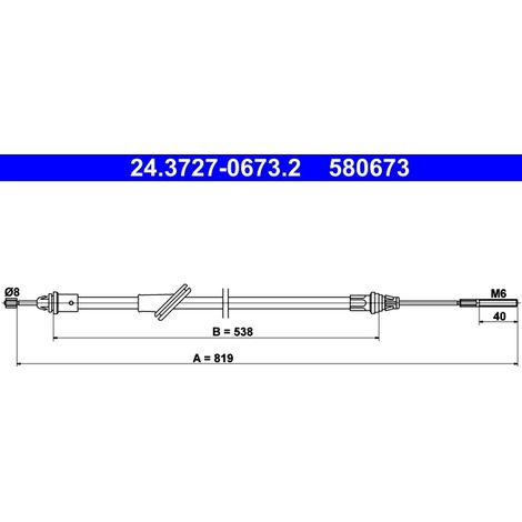 Tirette à câble, frein de stationnement ATE 24.3727-0673.2 FORD 3L84-2853-AA
