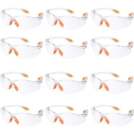 SHINING HOUSEPaquet de 12 lunettes de sécurité lunettes de travail de protection avec lentilles antibuée transparentes lunettes de protection chimique pour laboratoire de jardin (1/5)