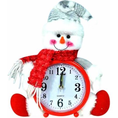 Petit réveil de Noël à piles Père Noël bonhomme de neige décoratif horloge de bureau pour étagère chambre cuisine comptoir cadeau pour vacances bas de Noël (1/5)
