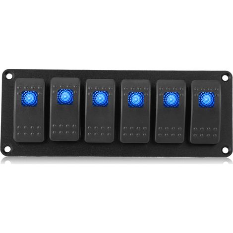 6-Schalter-Wippschalter, 12-24 V, blaue LED, für Boote, Wohnwagen, Yachten und Wohnmobile (1/5)