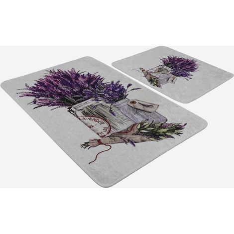 Set Badematten rutschfest waschbar in der Waschmaschine Purpura (1/5)